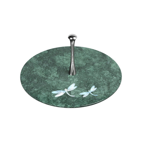 Green Marble Pastry Stand with Abalone Shell